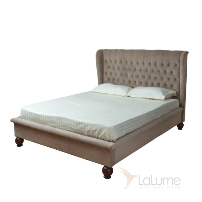 Кровать двуспальная с изголовьем бежевая Button от LaLume