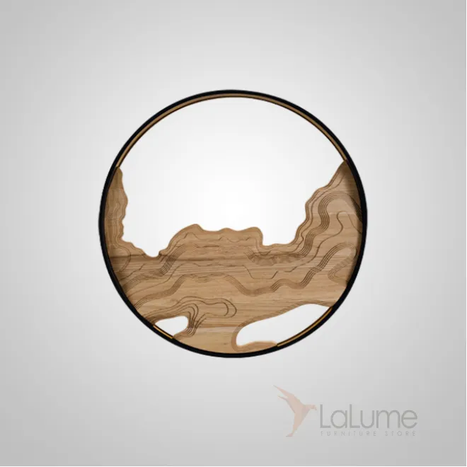 Серия настенных светодиодных светильников с деревянным декором на кольцевом корпусе ARNAR D61,5 Sand