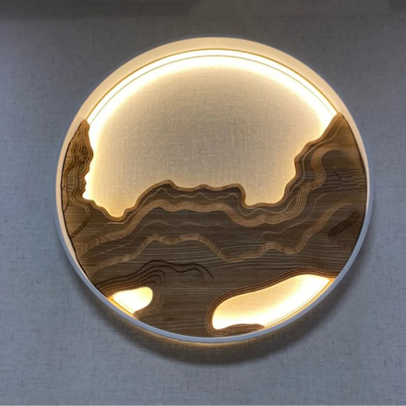 Серия настенных светодиодных светильников с деревянным декором на кольцевом корпусе ARNAR D81,5 Sand