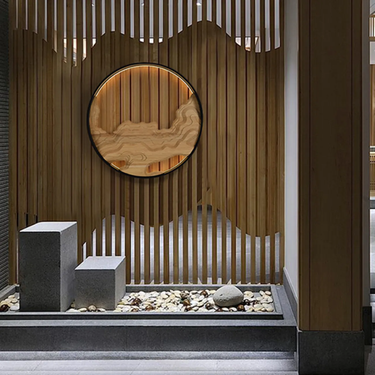 Серия настенных светодиодных светильников с деревянным декором на кольцевом корпусе ARNAR D81,5 Sand