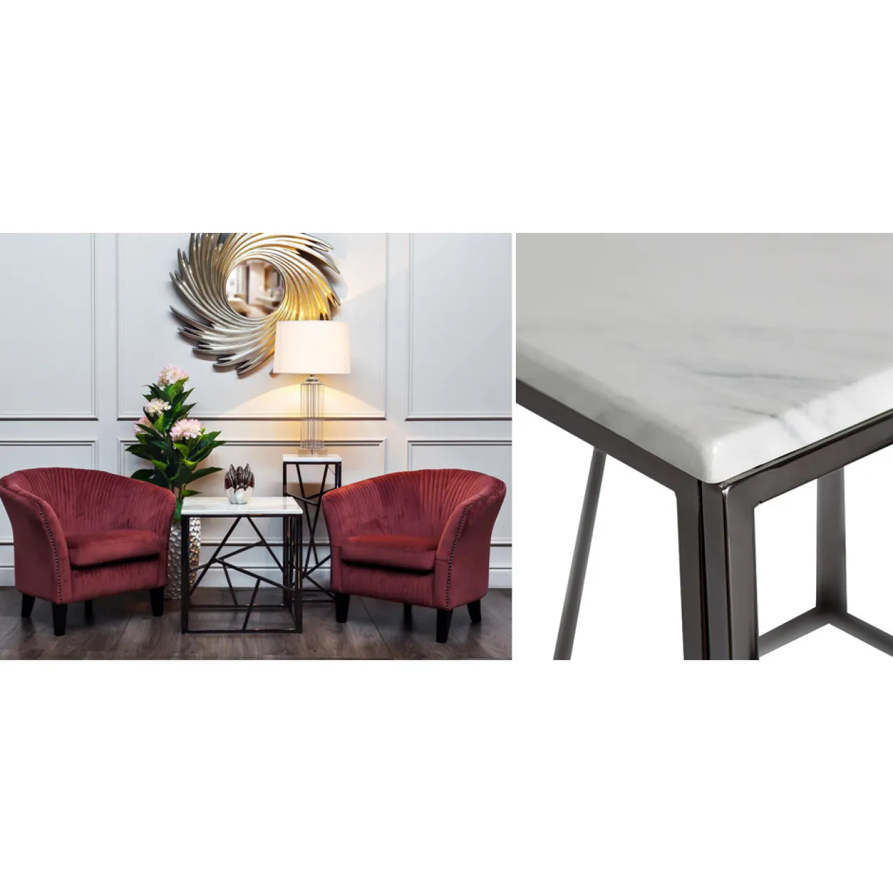 Приставной стол Serene Furnishing Dark Chrome Marble Top от LaLume