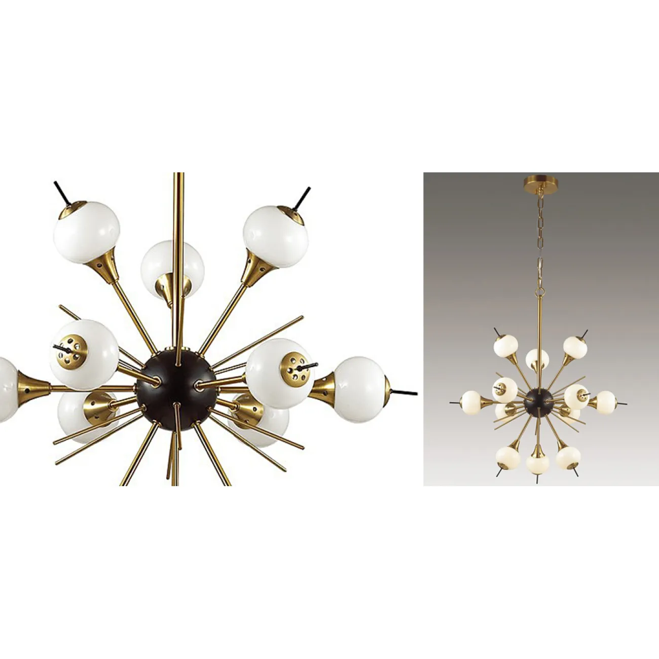 White Glass Globes Sputnik Chandelier		 in 70 от LaLume