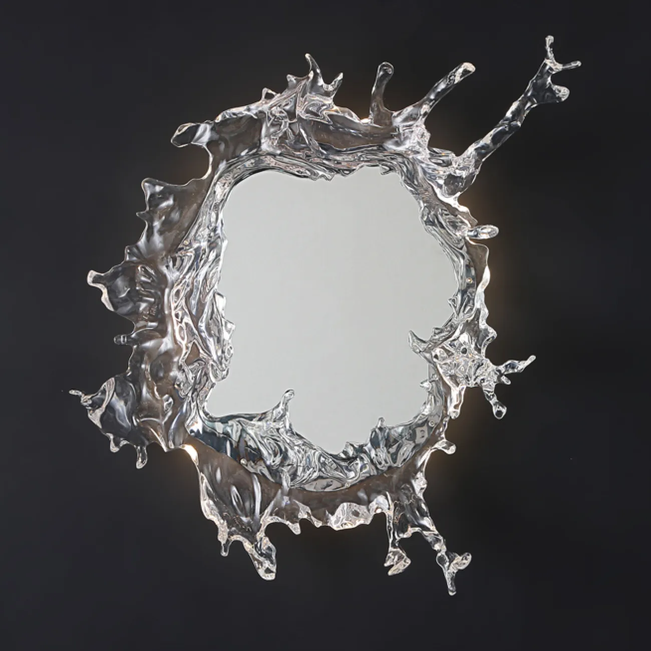Настенный светильник-зеркало с LED-подсветкой по контуру корпуса с прозрачными рассеивателями, стилизованными под брызги воды ILLUSION D66