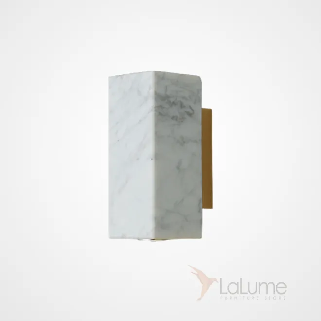Серия настенных светильников с плафонами в виде мраморных слитков на прямоугольном креплении оттенка латунь MYTH B White