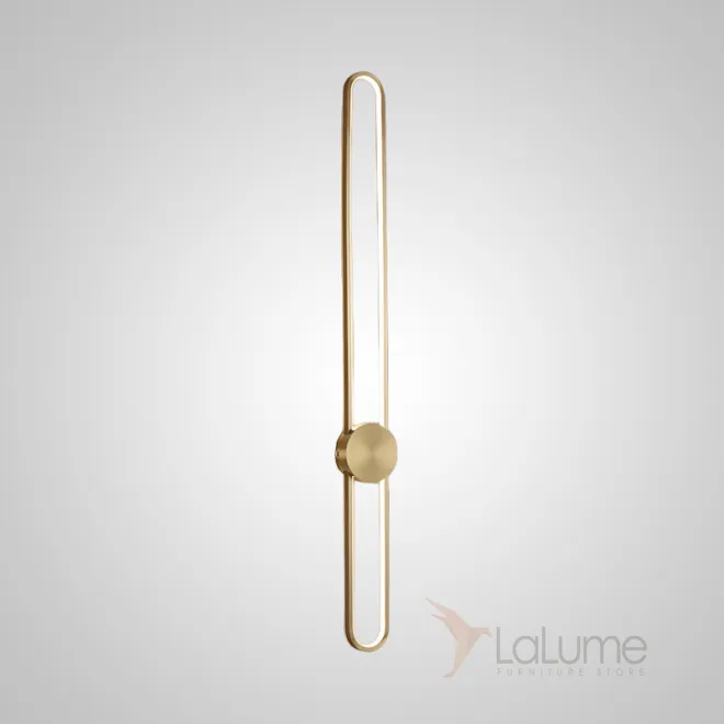 Серия настенных светодиодных светильников с латунным диском на вытянутом закольцованном корпусе HEIDY L H120 Brass