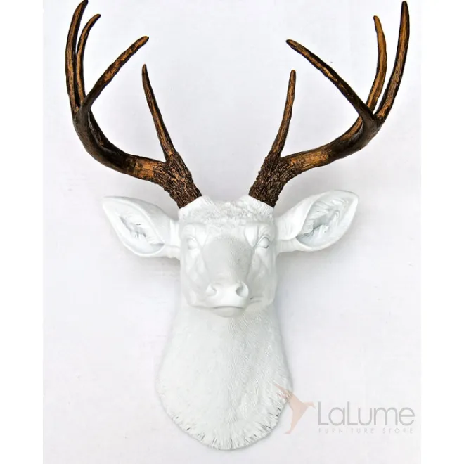 Голова оленя - Белая с бронзовыми рогами от LaLume Голова оленя - Белая с бронзовыми рогами от LaLume