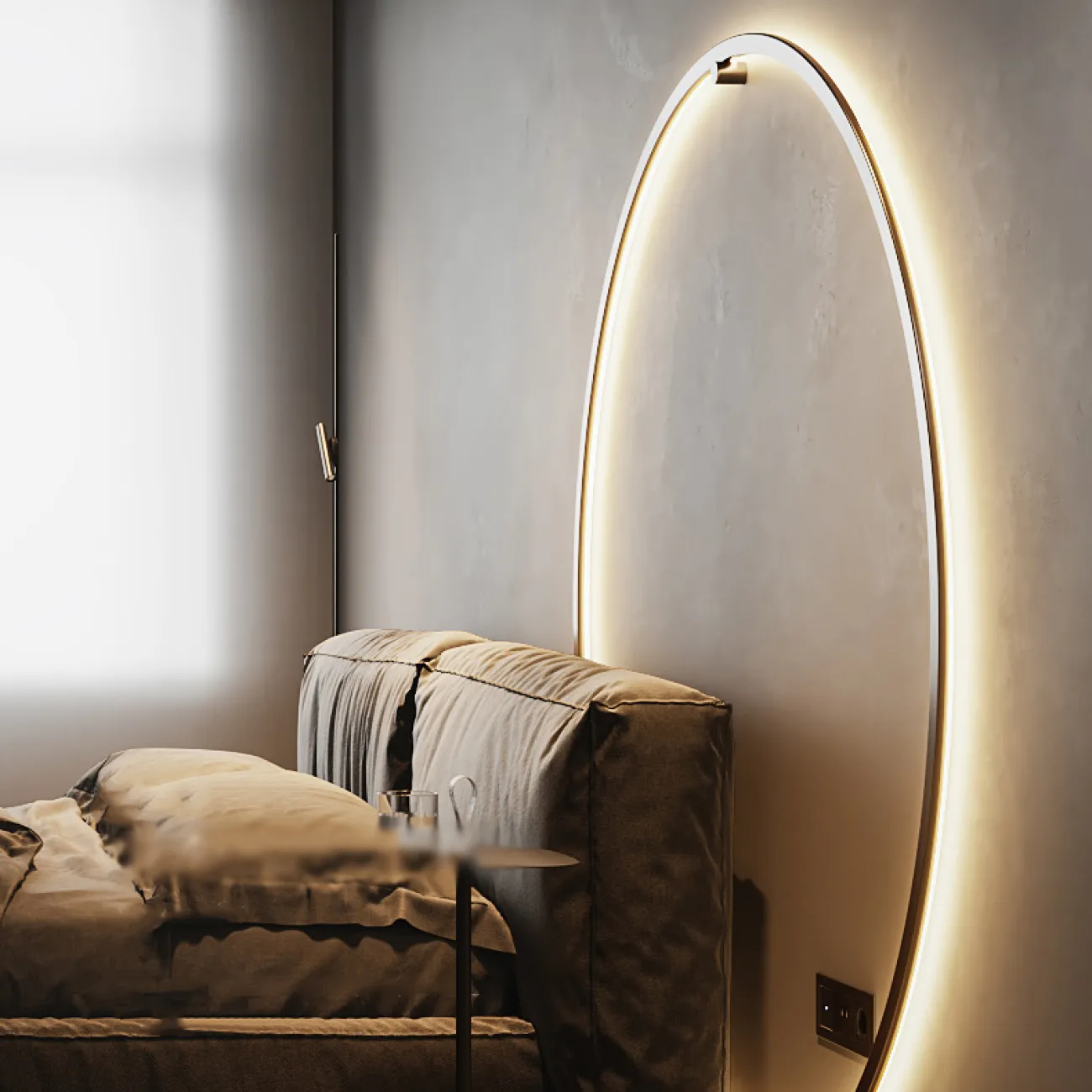 Настенный светильник в виде металлического кольца с LED-подсветкой по контуру корпуса GUARD LUX D100 Black