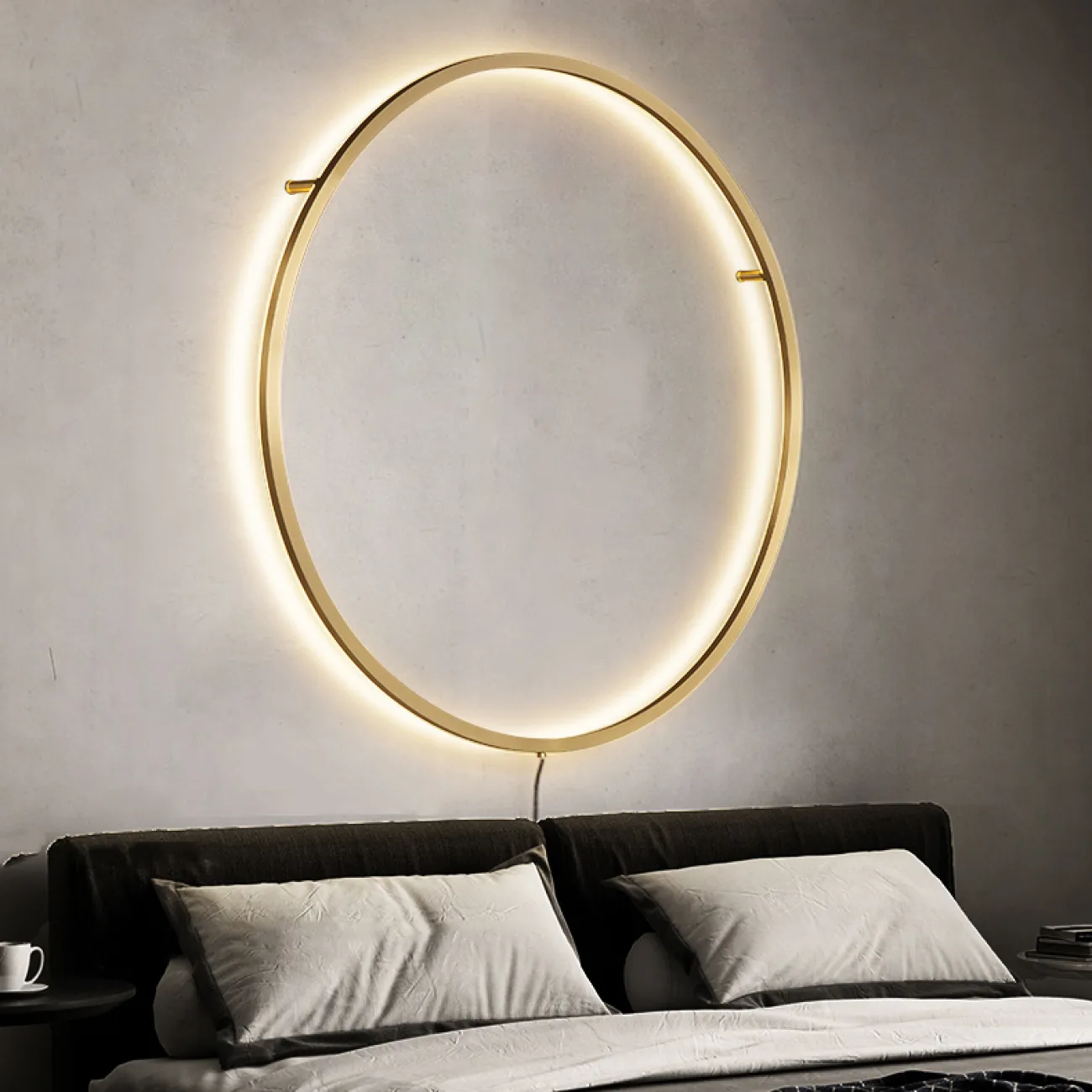 Настенный светильник в виде металлического кольца с LED-подсветкой по контуру корпуса GUARD LUX D100 Black