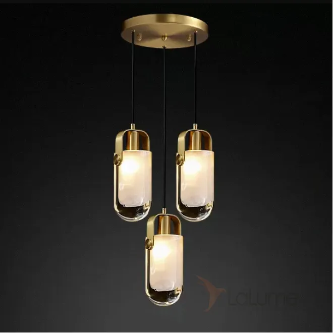 Готовая комбинация подвесных светильников с белым плафонами в скругленных хрустальных слитках NELLY COMBO D30