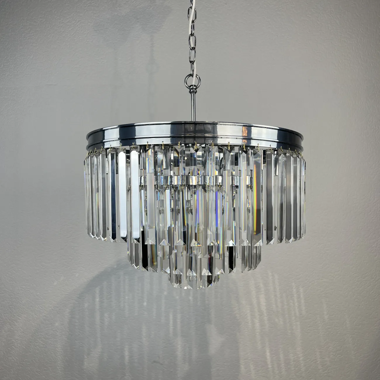 Люстра RH 1920S ODEON CLEAR GLASS FRINGE 3-TIER CHANDELIER chrome от ImperiumLoft