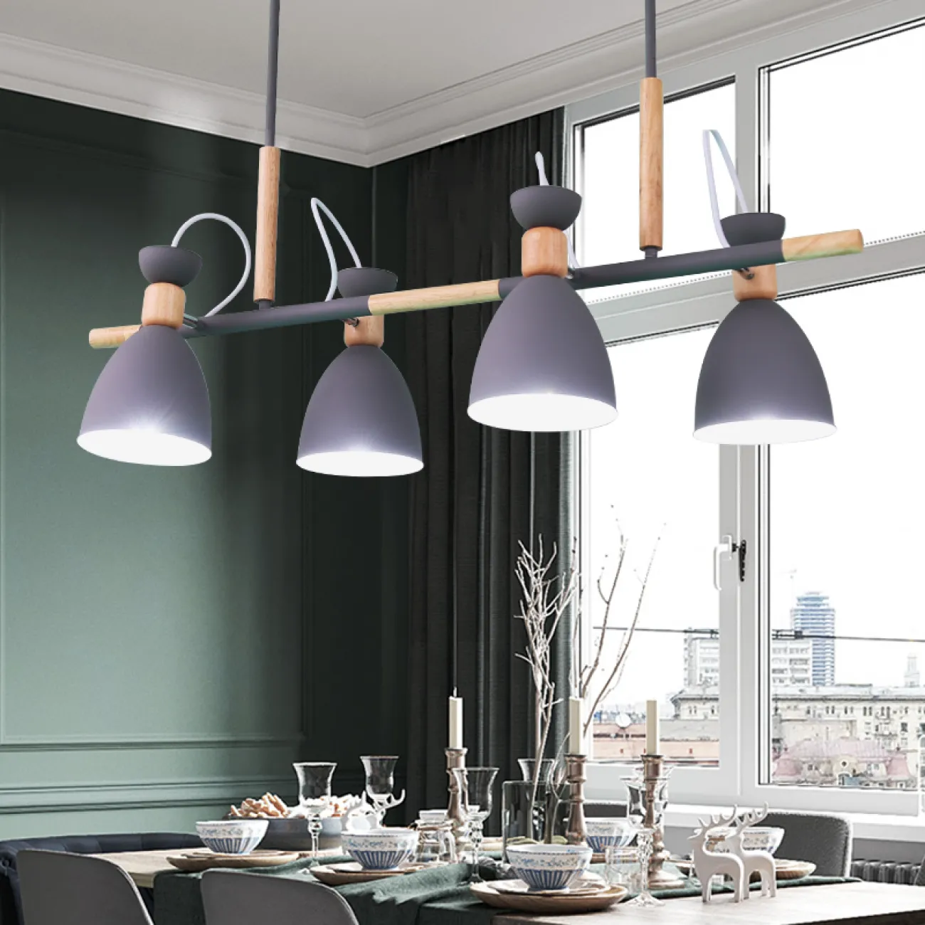 Подвесной реечный светильник TRIF WOOD LONG от ImperiumLoft