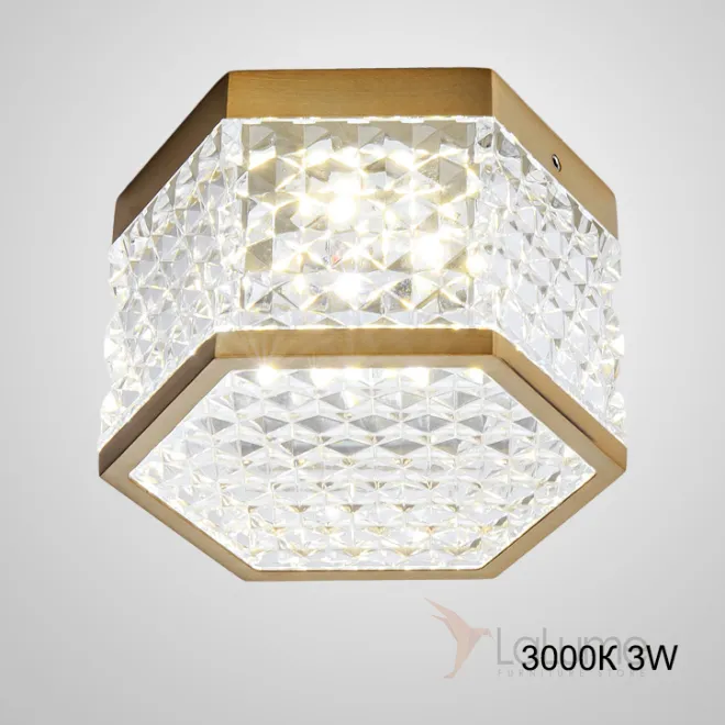Серия накладных светодиодных светильников с плафоном в форме шестигранника с панцирной поверхностью PARTY Brass 3000К 3W