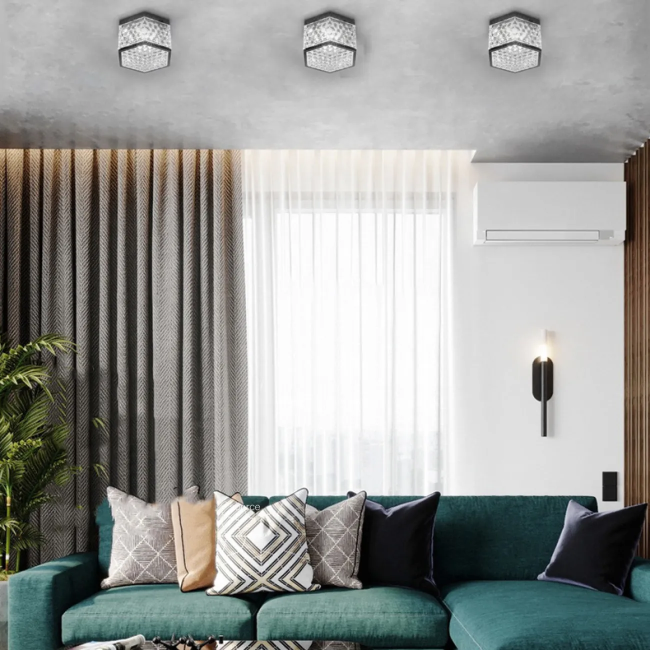 Серия накладных светодиодных светильников с плафоном в форме шестигранника с панцирной поверхностью PARTY Brass 3000К 5W