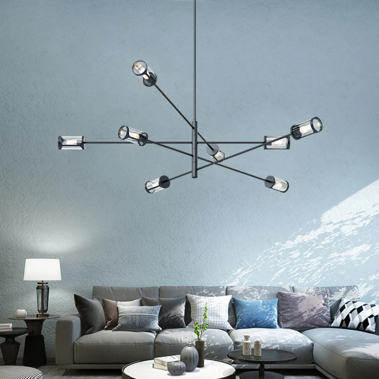 Дизайнерская люстра SKELBY H32 Black/Transparent от ImperiumLoft
