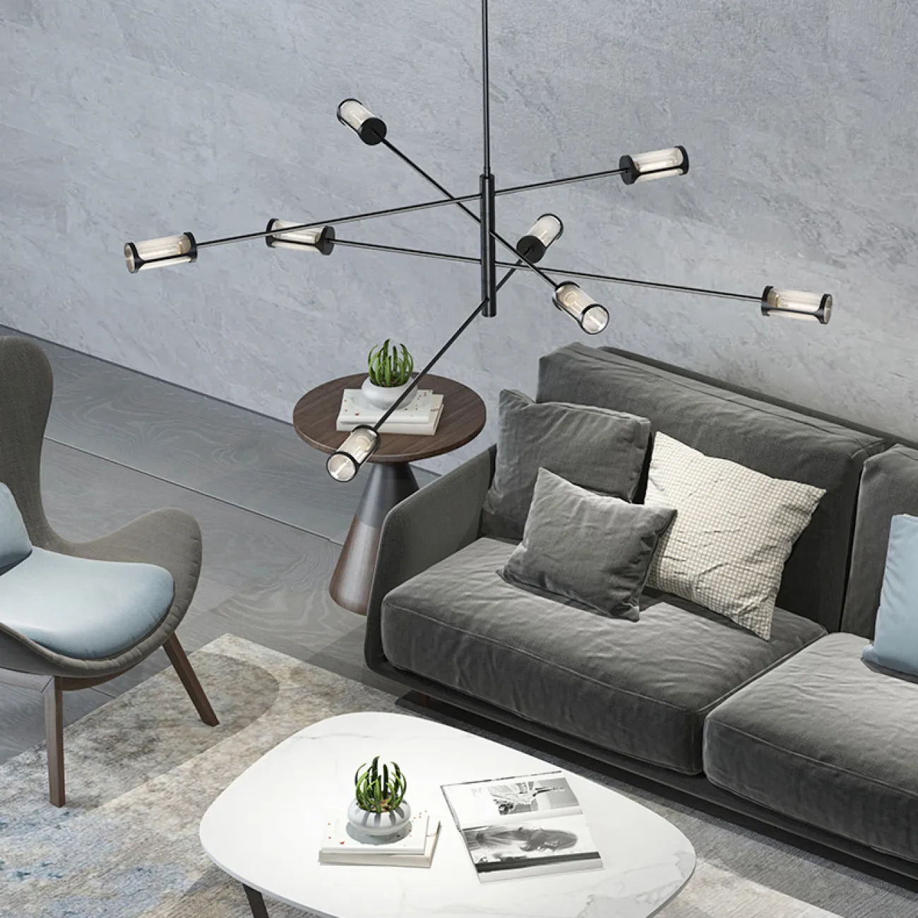 Дизайнерская люстра SKELBY H32 Black/Transparent от ImperiumLoft
