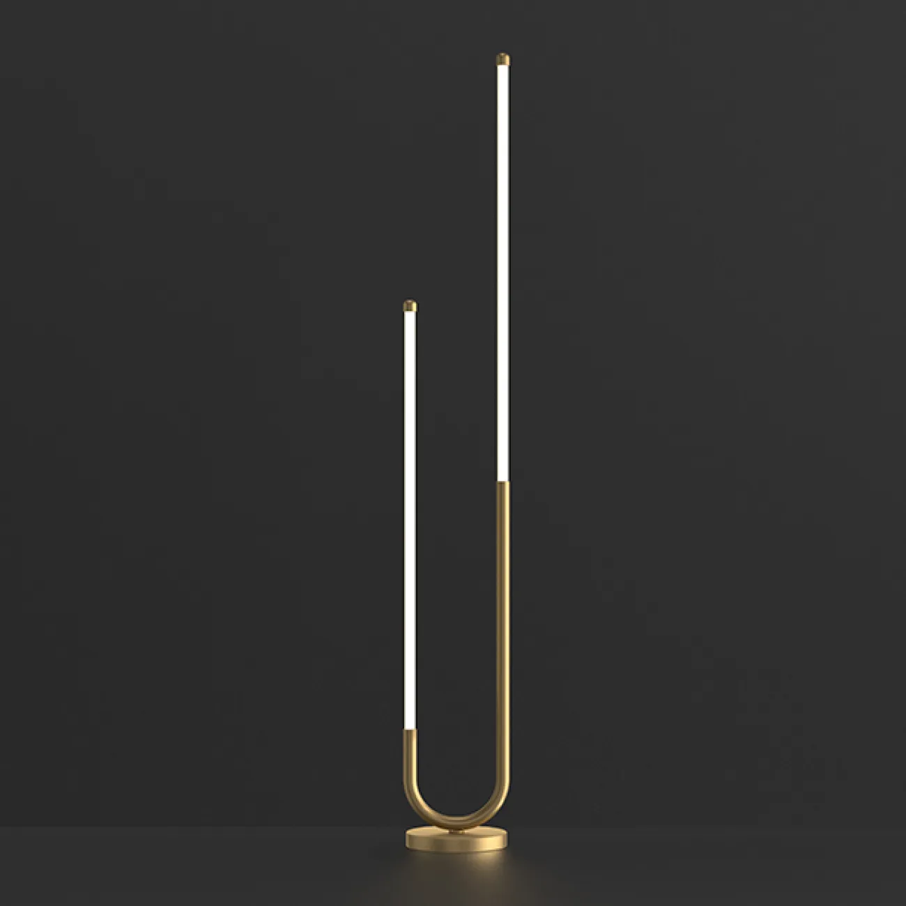 Серия светодиодных торшеров с двумя цилиндрическими матовыми плафонами разной высоты на трубчатом округлом каркасе DIVERT FL H160