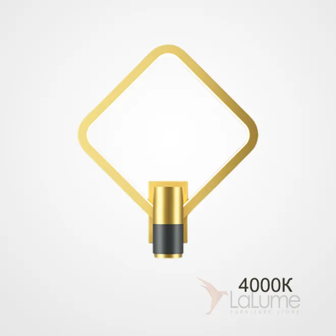 Серия настенных светильников в виде комбинации цилиндрического плафона и геометрической рамки с LED-подсветкой DAGVEIG A Brass 4000К