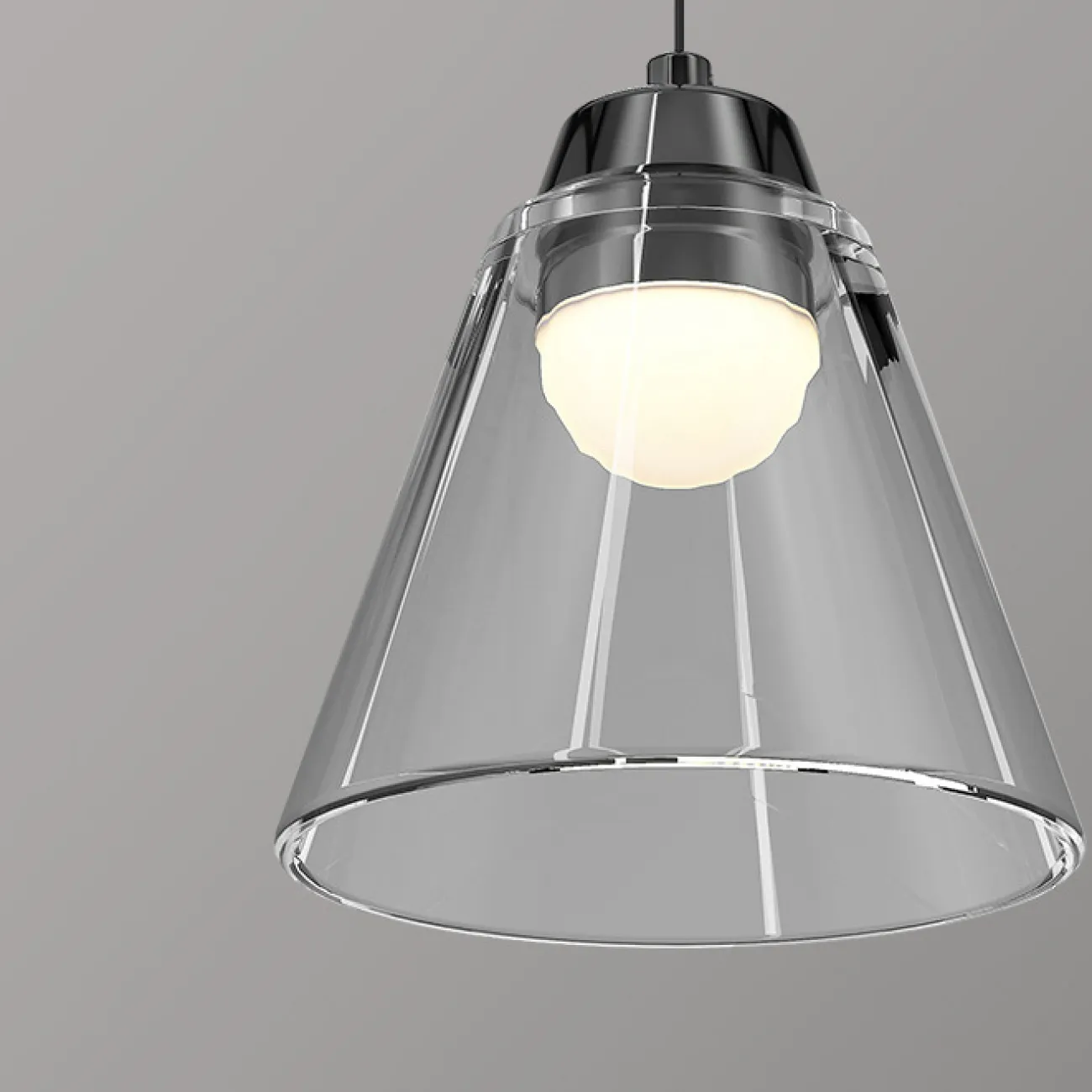 Готовая комбинация подвесных светодиодных светильников c округлыми источниками в прозрачных конических рассеивателях MARX TRIO L78