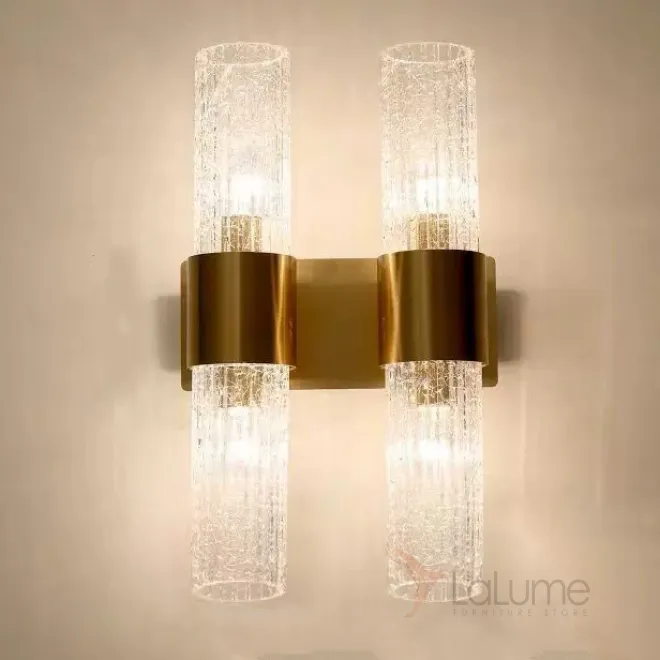 Серия настенных светильников с цилиндрическими плафонами из кракелированного стекла IRAIDA L3