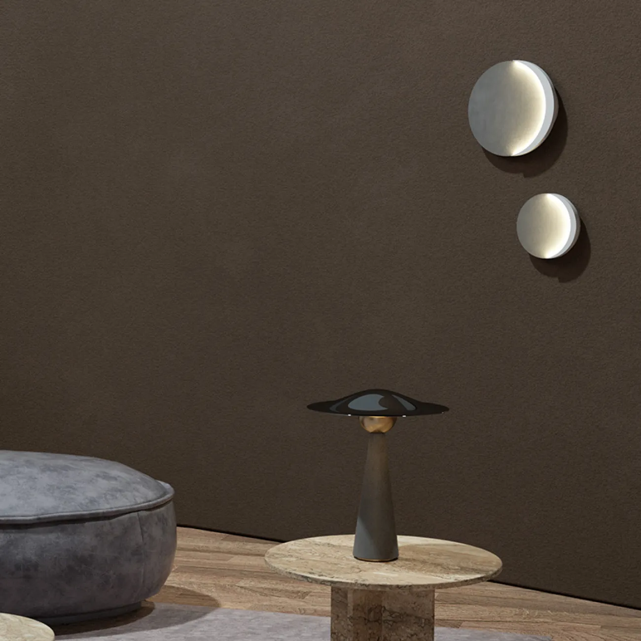 Серия настенных светодиодных светильников с каменным корпусом в форме диска с эффектом затмения ZORAN L37