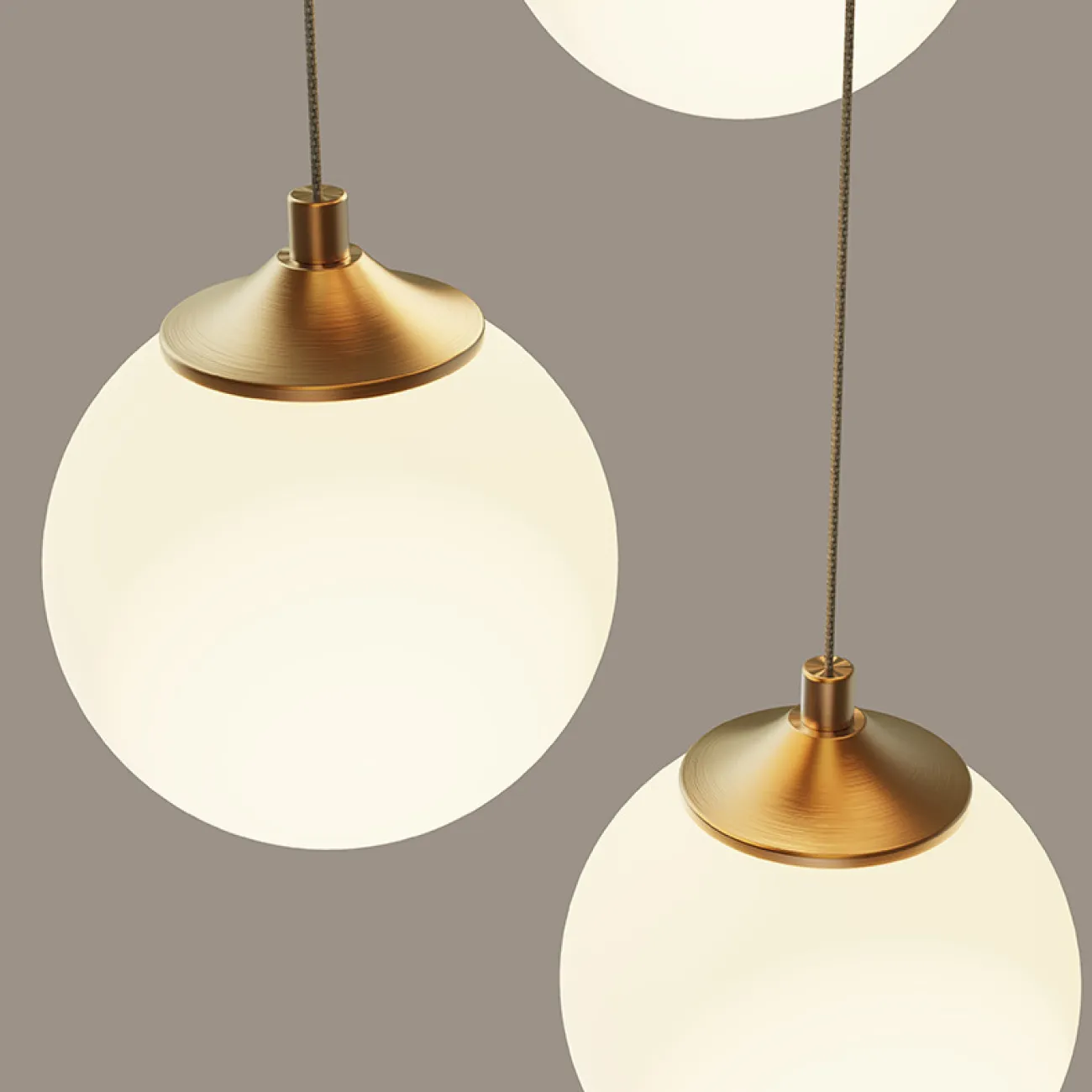 Готовая комбинация подвесных светильников с белыми матовыми плафонами шарообразной формы BARTA L62