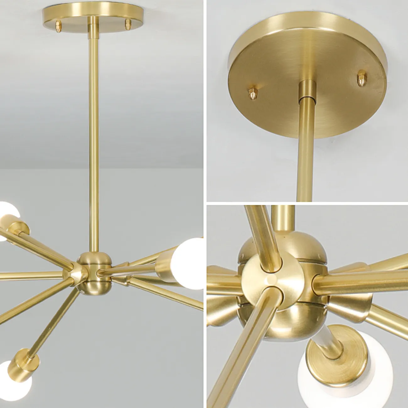Люстра на штанге SPUTNIK D65 Gold/Black tubes от ImperiumLoft