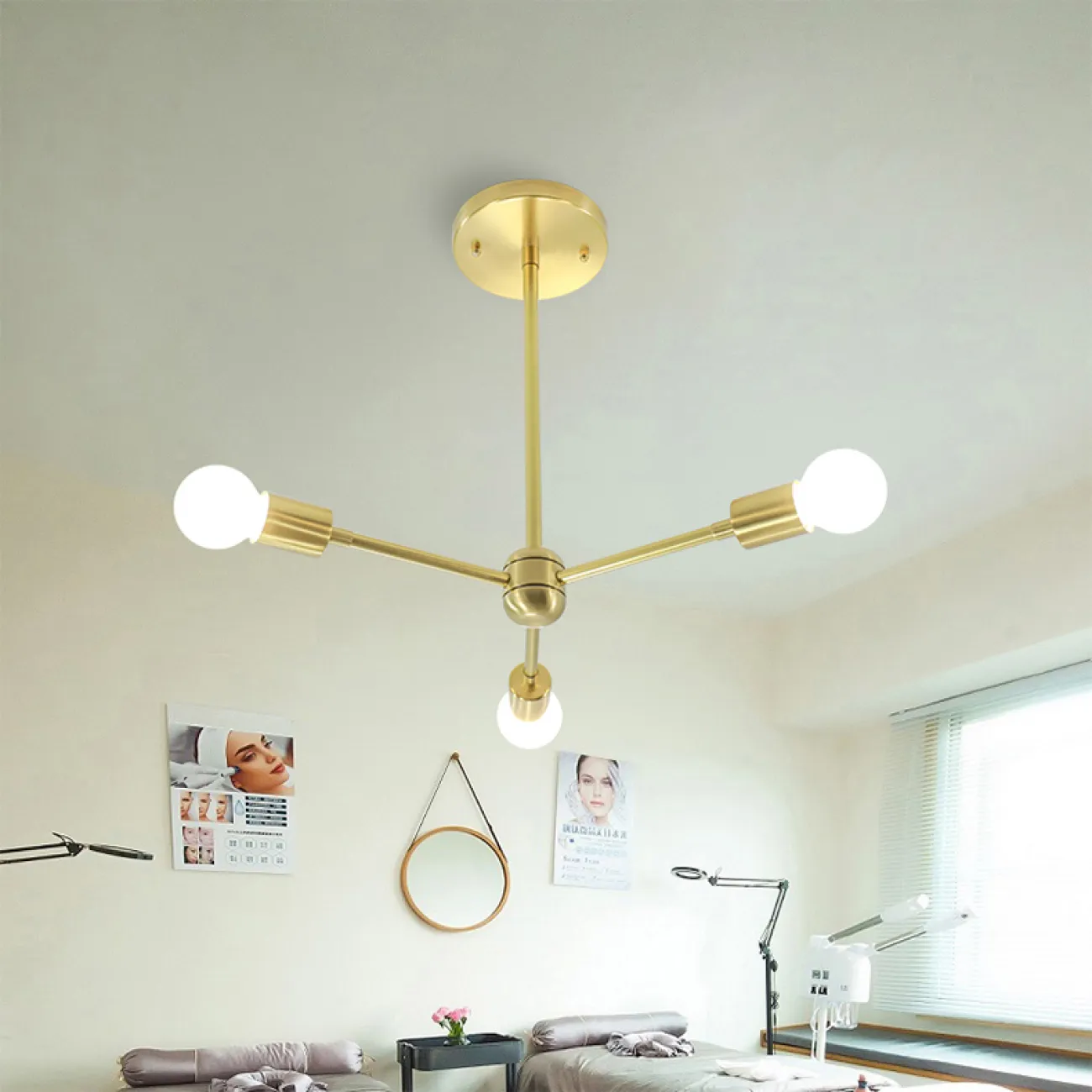 Люстра на штанге SPUTNIK D65 Gold/Black base от ImperiumLoft