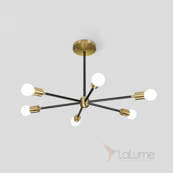 Люстра на штанге SPUTNIK D65 Gold/Black tubes от ImperiumLoft