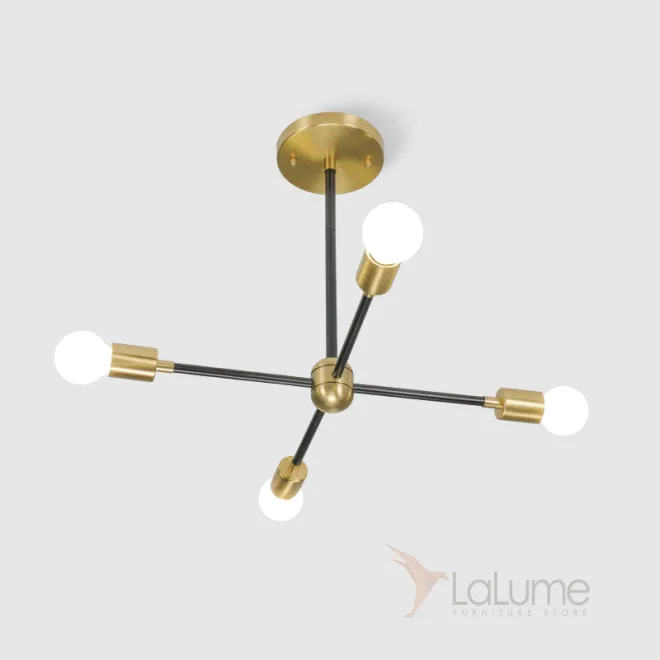 Люстра на штанге SPUTNIK D51 Gold/Black tubes от ImperiumLoft