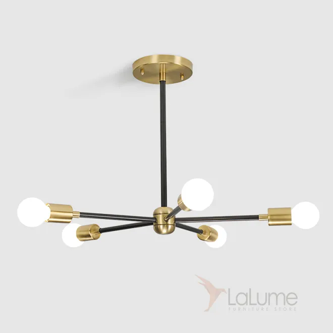 Люстра на штанге SPUTNIK D55 Gold/Black tubes от ImperiumLoft