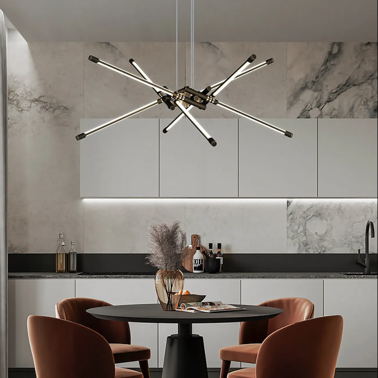Подвесная люстра VALA L8 Black от ImperiumLoft