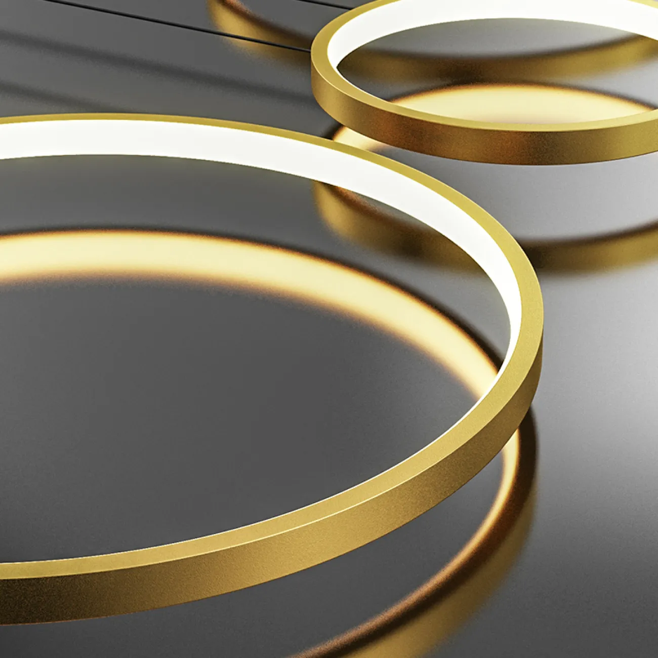 Готовая комбинация подвесных светодиодных светильников в виде композиции из колец разного диаметра FREDDO L170 Brass