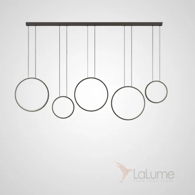Готовая комбинация подвесных светодиодных светильников в виде композиции из колец разного диаметра FREDDO L170 Black