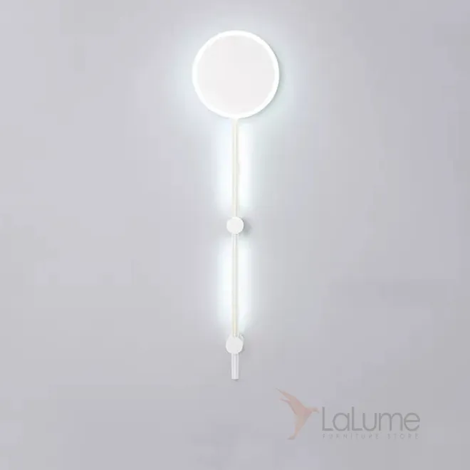 Серия настенных светильников в виде комбинации дисковидного плафона и вертикальной стойки с внешней LED-подсветкой MARA H80 White 4000К