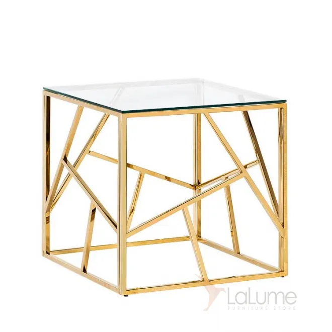Приставной стол Serene Furnishing Gold Clear Glass Top Side Table