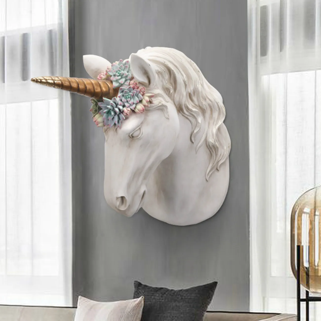 Дизайнерский настенный декор единорог LaLume-KKK00244