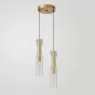 Готовая комбинация подвесных светодиодных светильников с двумя цилиндрическими плафонами в стеклянном корпусе в форме песочных часов MANI DUO Brass