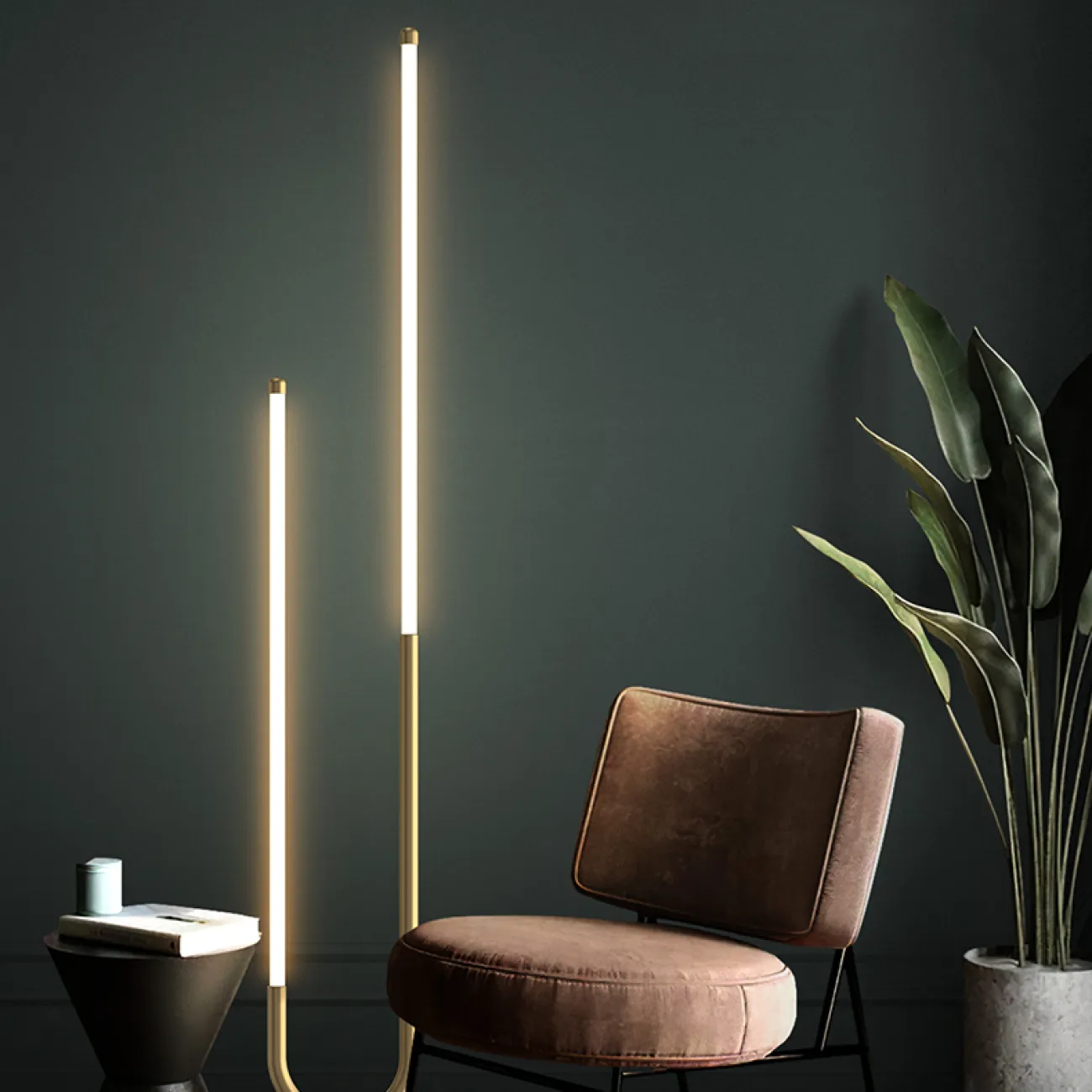 Серия светодиодных торшеров с двумя цилиндрическими матовыми плафонами разной высоты на трубчатом округлом каркасе DIVERT FL H130 Серия светодиодных торшеров с двумя цилиндрическими матовыми плафонами разной высоты на трубчатом округлом каркасе DIVERT FL H130