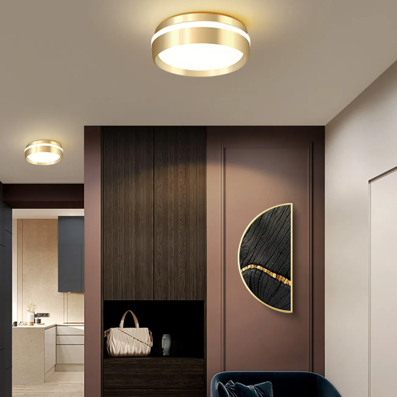 Точечный светодиодный светильник с круглой LED-панелью и световой окантовкой на цилиндрическом корпусе FAM 4000К