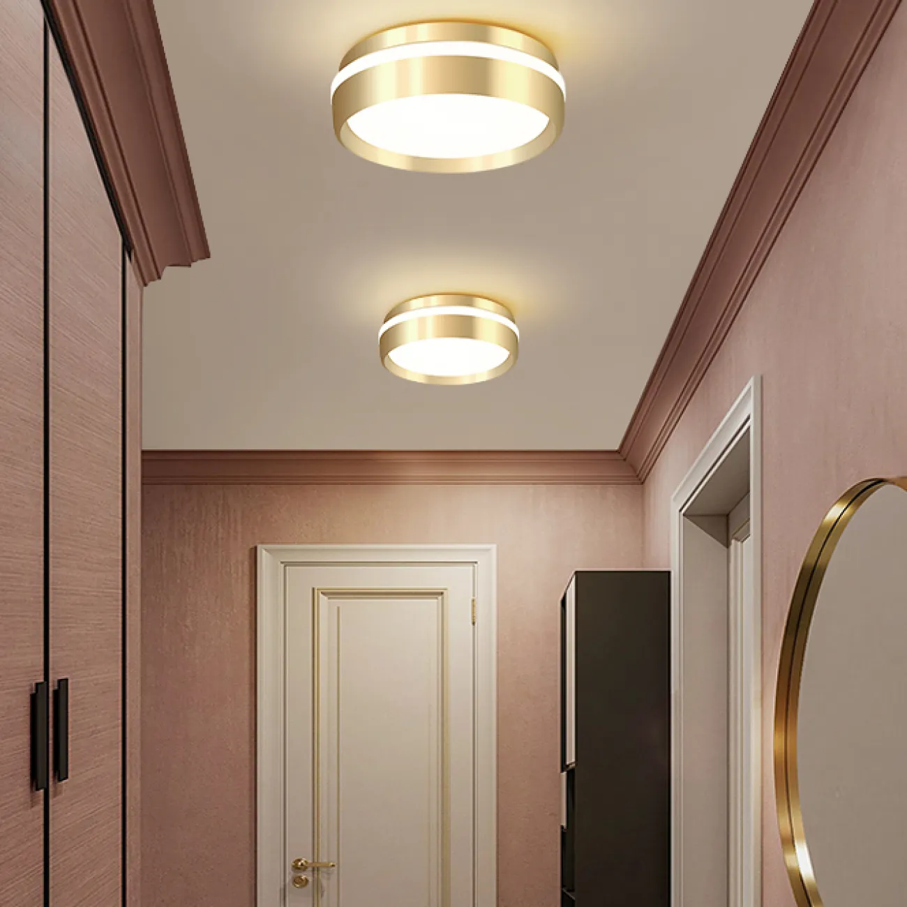 Точечный светодиодный светильник с круглой LED-панелью и световой окантовкой на цилиндрическом корпусе FAM 4000К