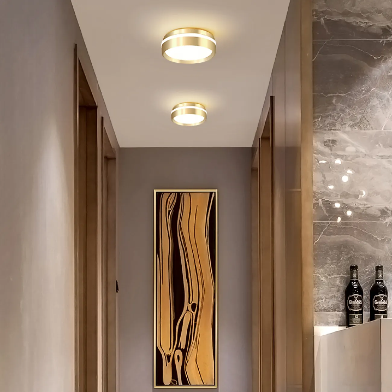 Точечный светодиодный светильник с круглой LED-панелью и световой окантовкой на цилиндрическом корпусе FAM 4000К