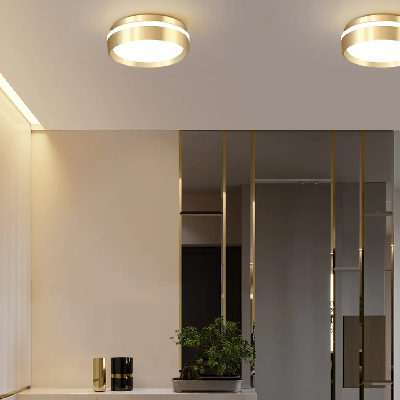 Точечный светодиодный светильник с круглой LED-панелью и световой окантовкой на цилиндрическом корпусе FAM 4000К