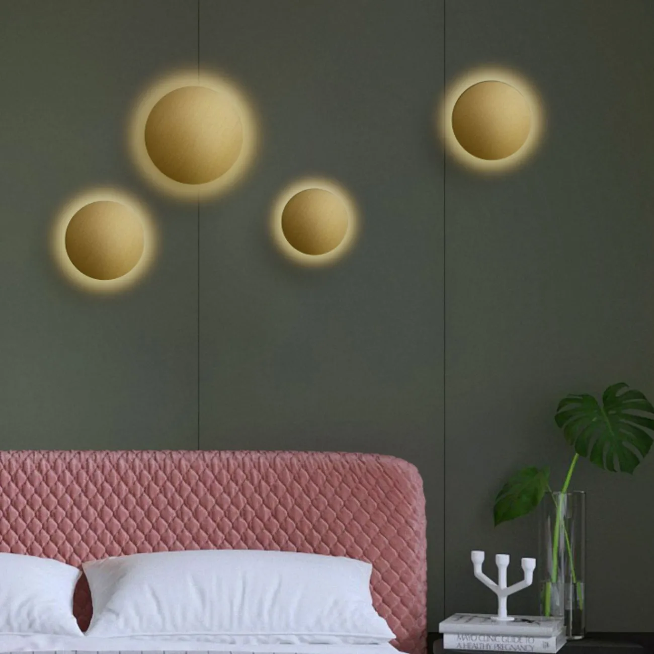 Серия настенных светодиодных светильников с плоскими дисковидными рассеивателями из настоящей латуни KAIN D30