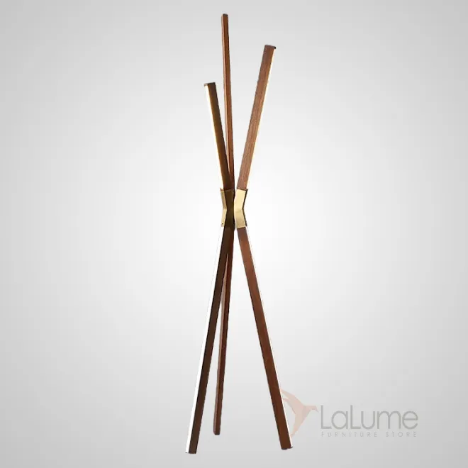 Серия напольных светильников в виде деревянной треноги с прямоугольными LED-панелями CONNER B Dark brown