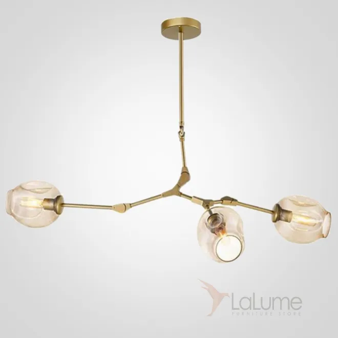 Люстра Сrumpled Glass Bubble Chandelier Gold 3 плафона прозрачный