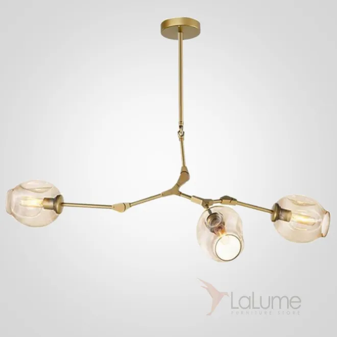 Люстра Сrumpled Glass Bubble Chandelier Gold 3 плафона прозрачный от ImperiumLoft