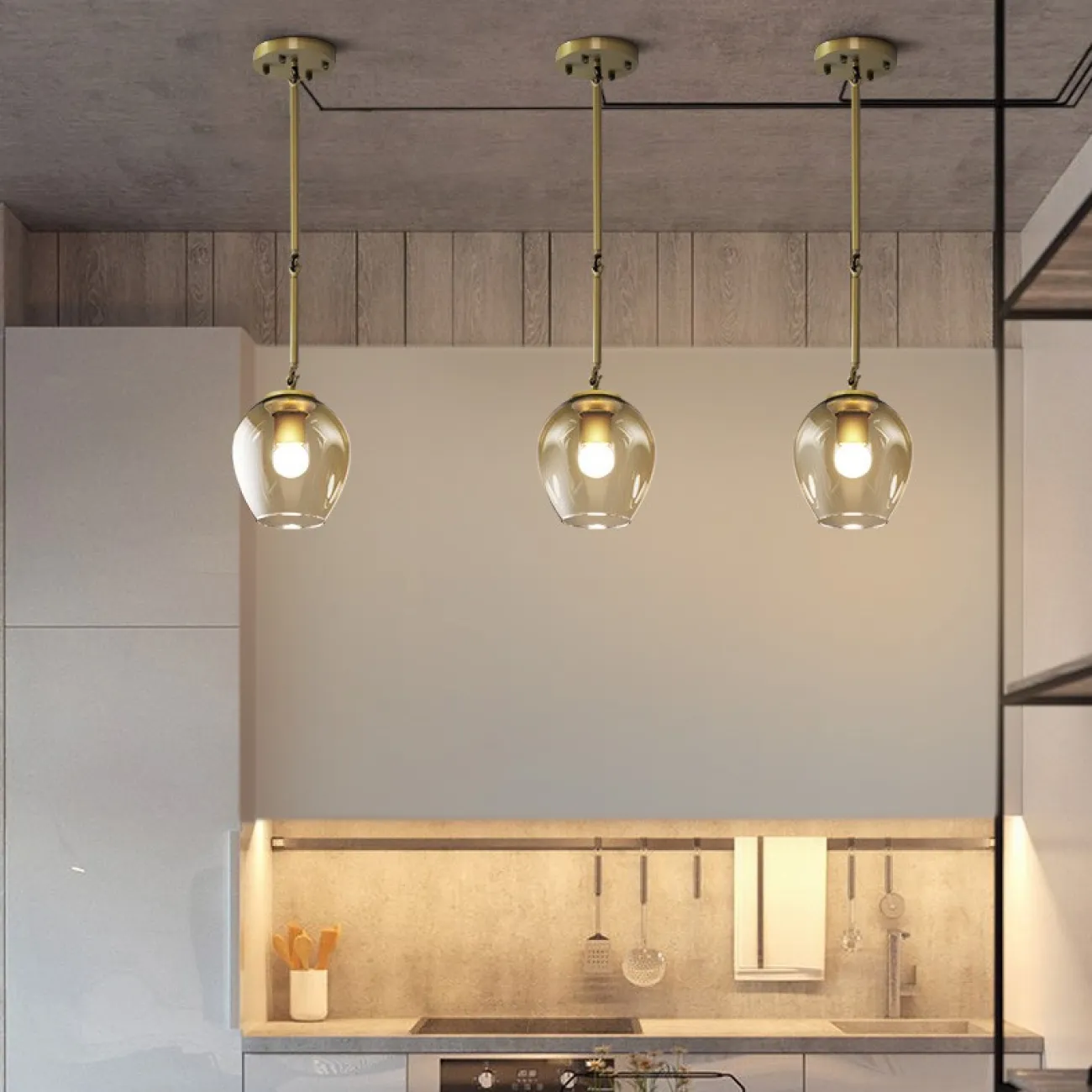 Подвесной светильник ADEL-ONE L2 Cognac Gold от ImperiumLoft