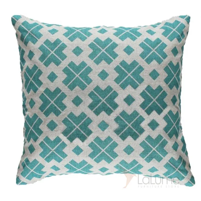 Декоративная Подушка бирюзовая геометрический орнамент от LaLume