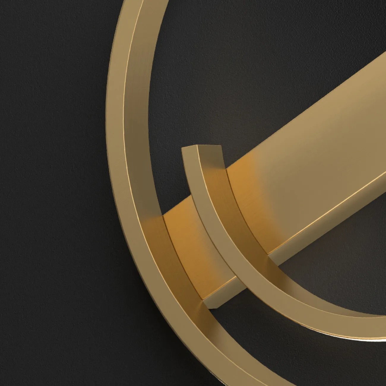 Серия настенных светодиодных светильников в виде комбинации полуколец разного диаметра на прямоугольном креплении LOFT Brass