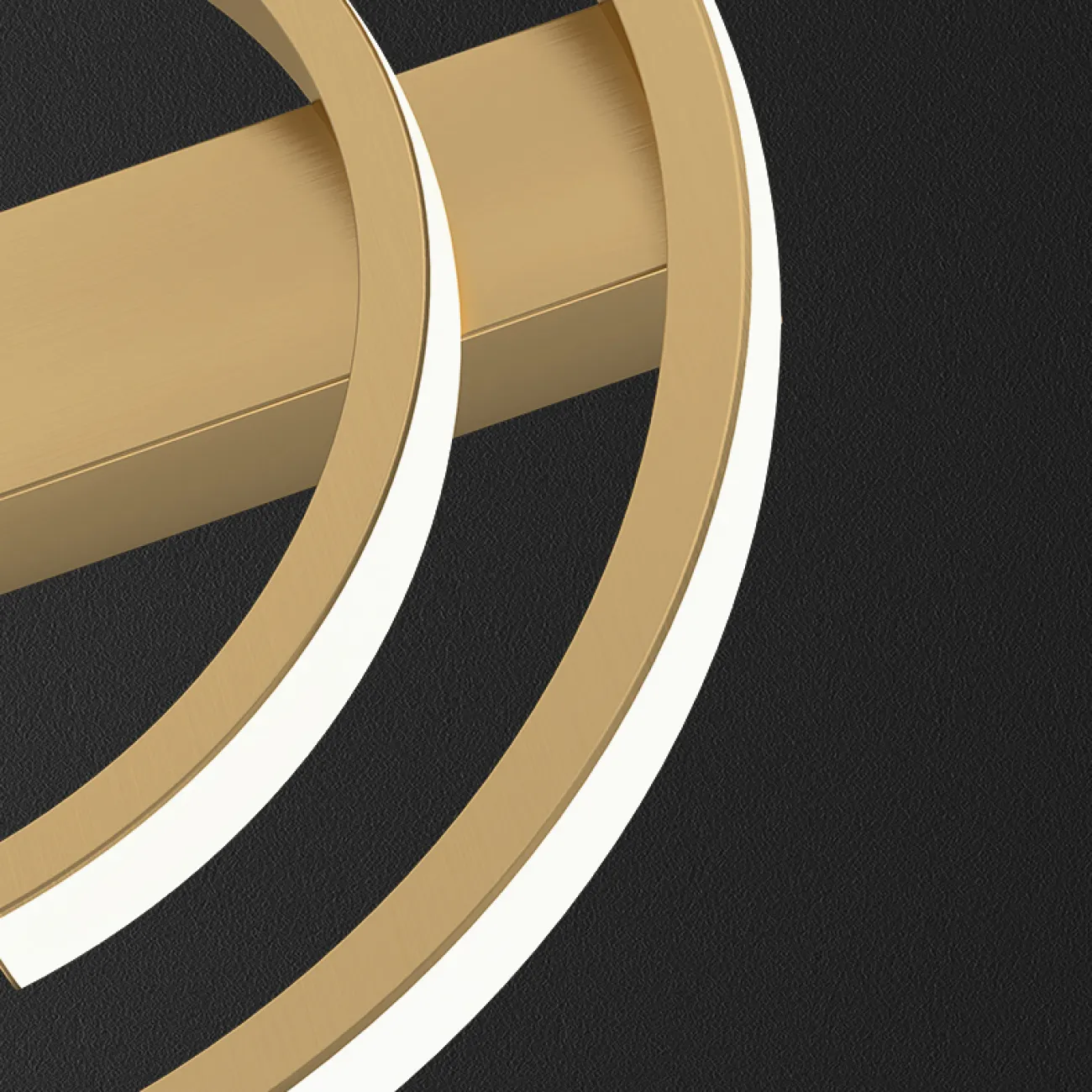 Серия настенных светодиодных светильников в виде комбинации полуколец разного диаметра на прямоугольном креплении LOFT Brass